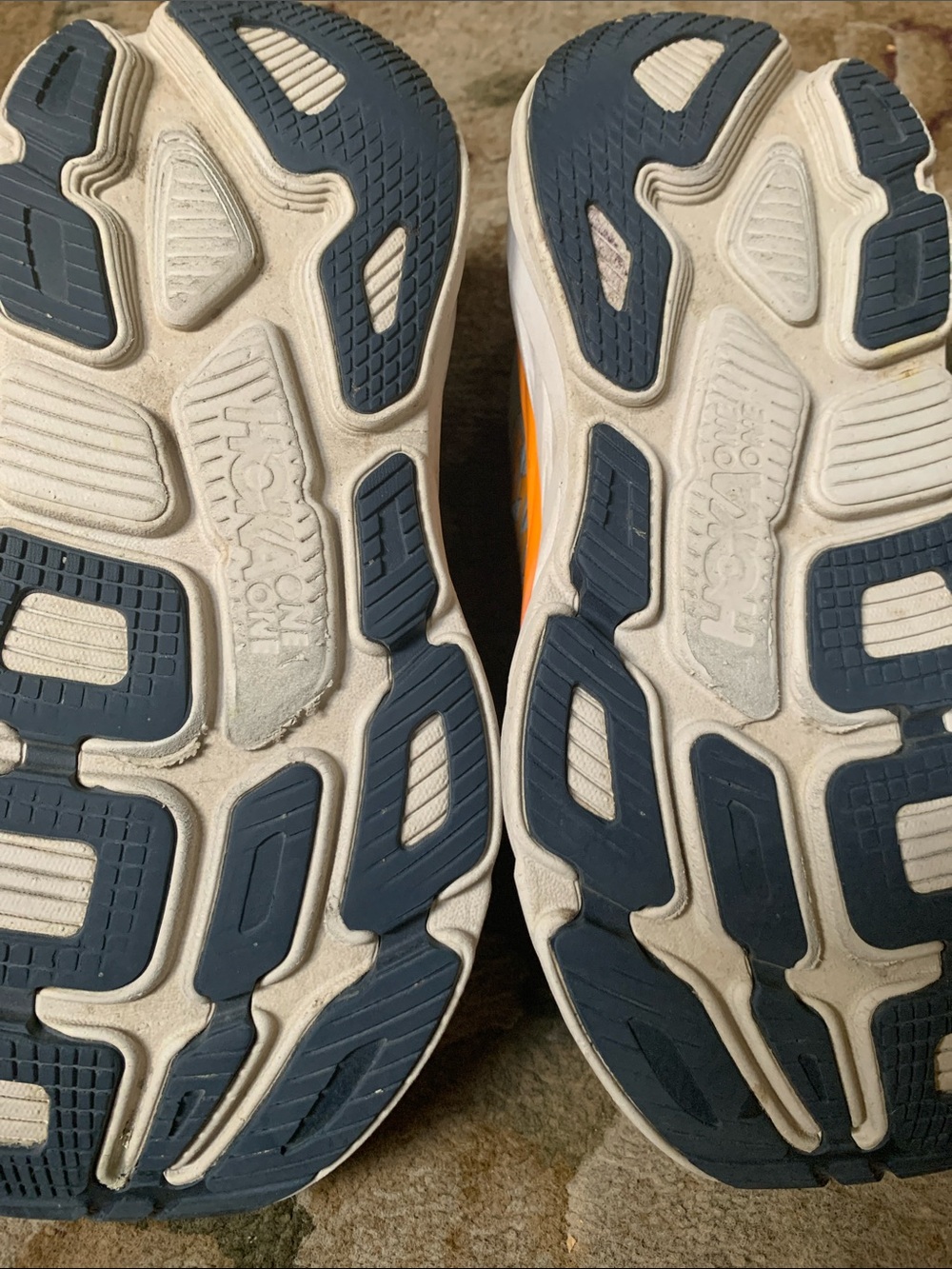 Hoka One One Women's Light Blue Running Shoes with Navy, Orange & Pink Accents - Picture 4 of 5